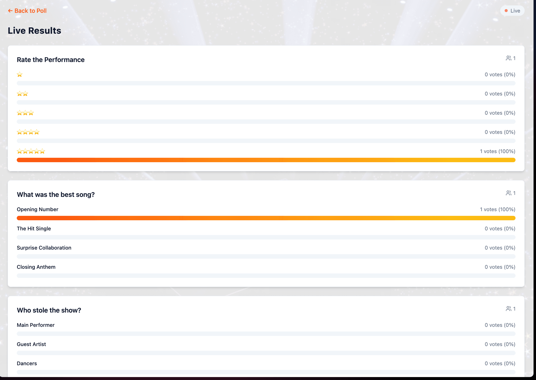 Halftime Reaction Poll Example