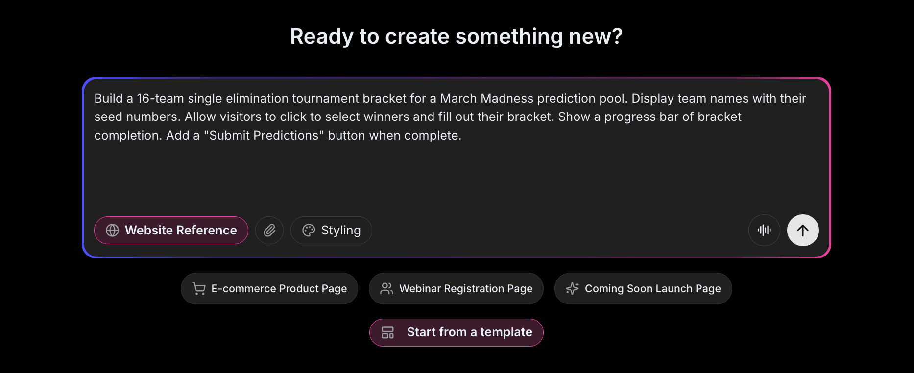 Tournament Bracket Prompt Example