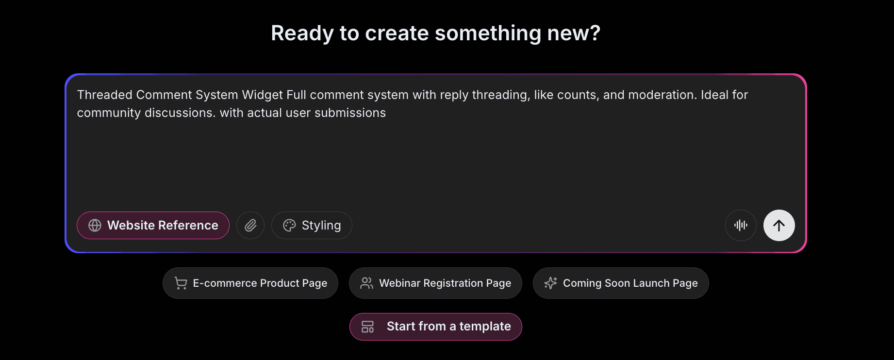 Comments Widget Prompt Example