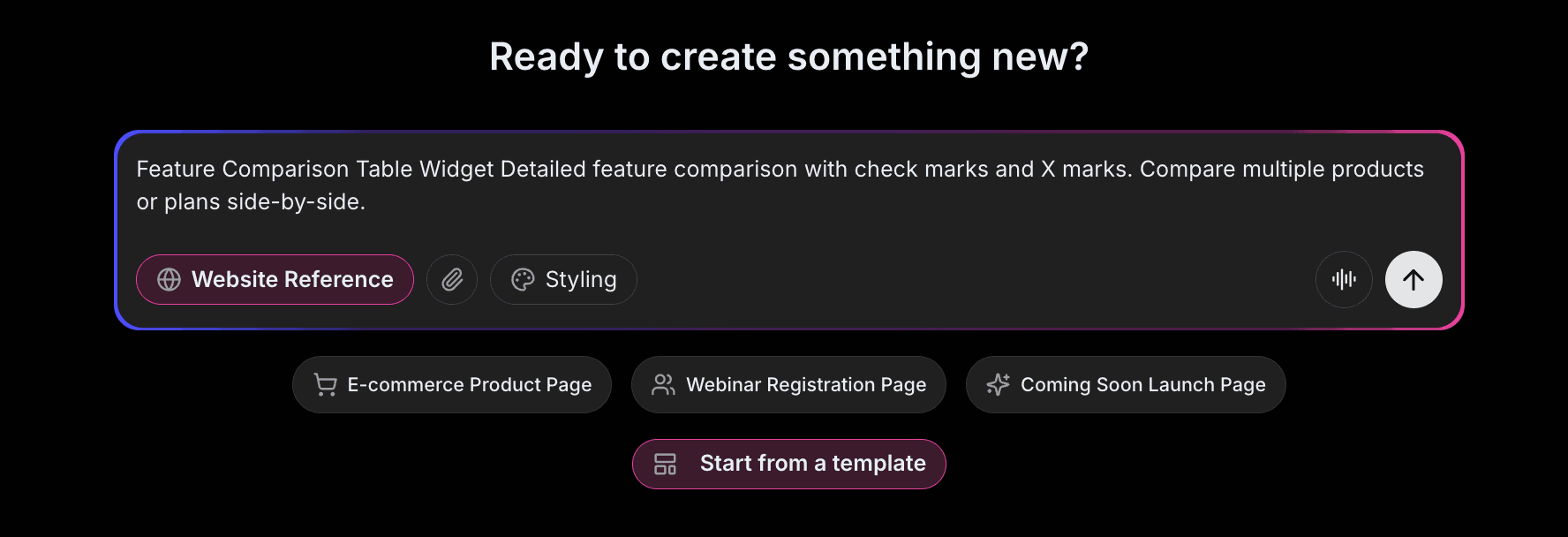 Comparison Table Prompt Example