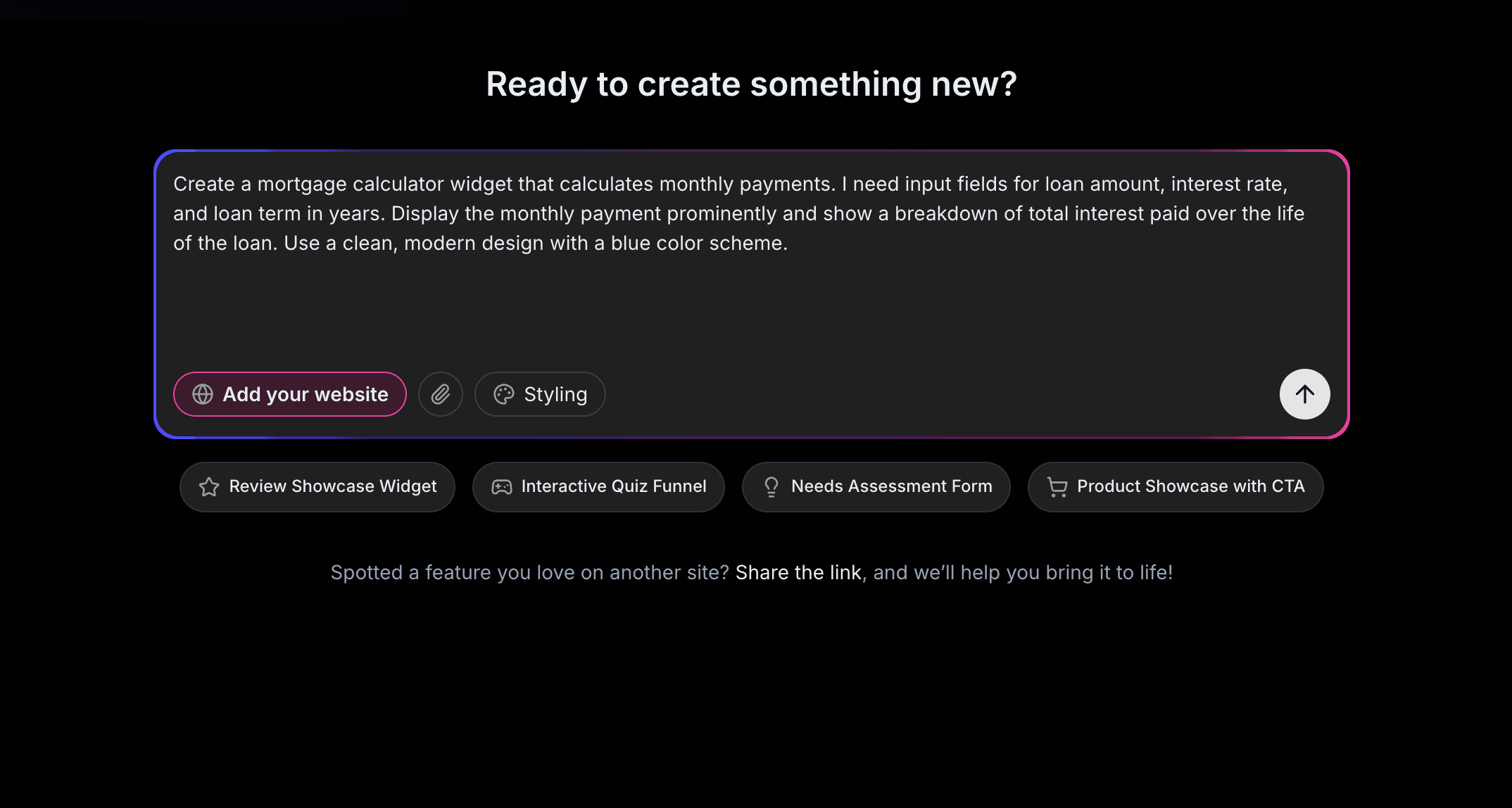 Custom Widget Pormpt Example