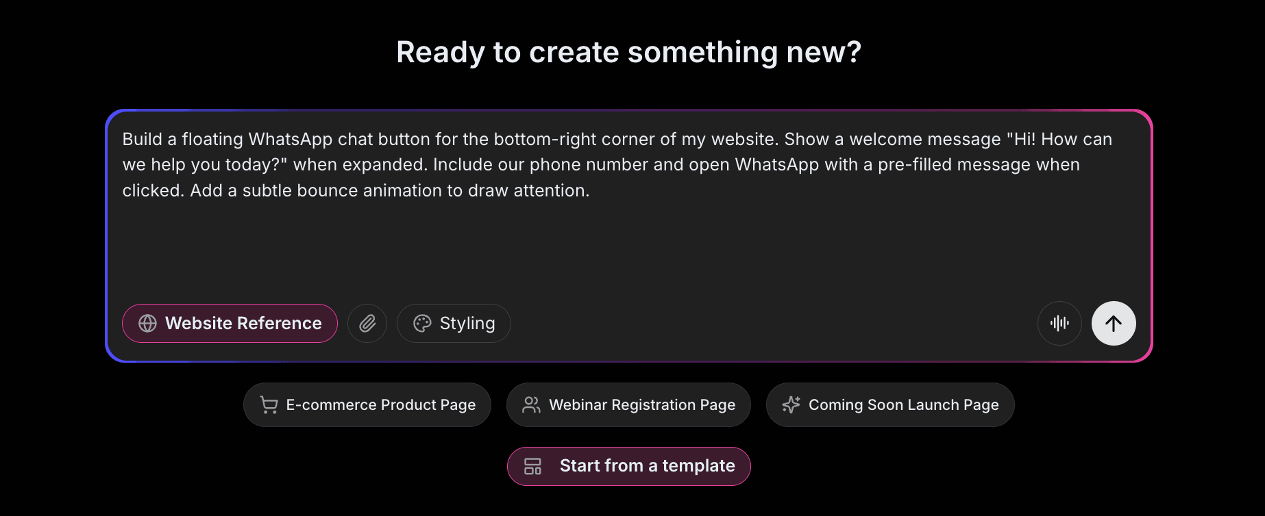 WhatsApp Chat Button Prompt Example
