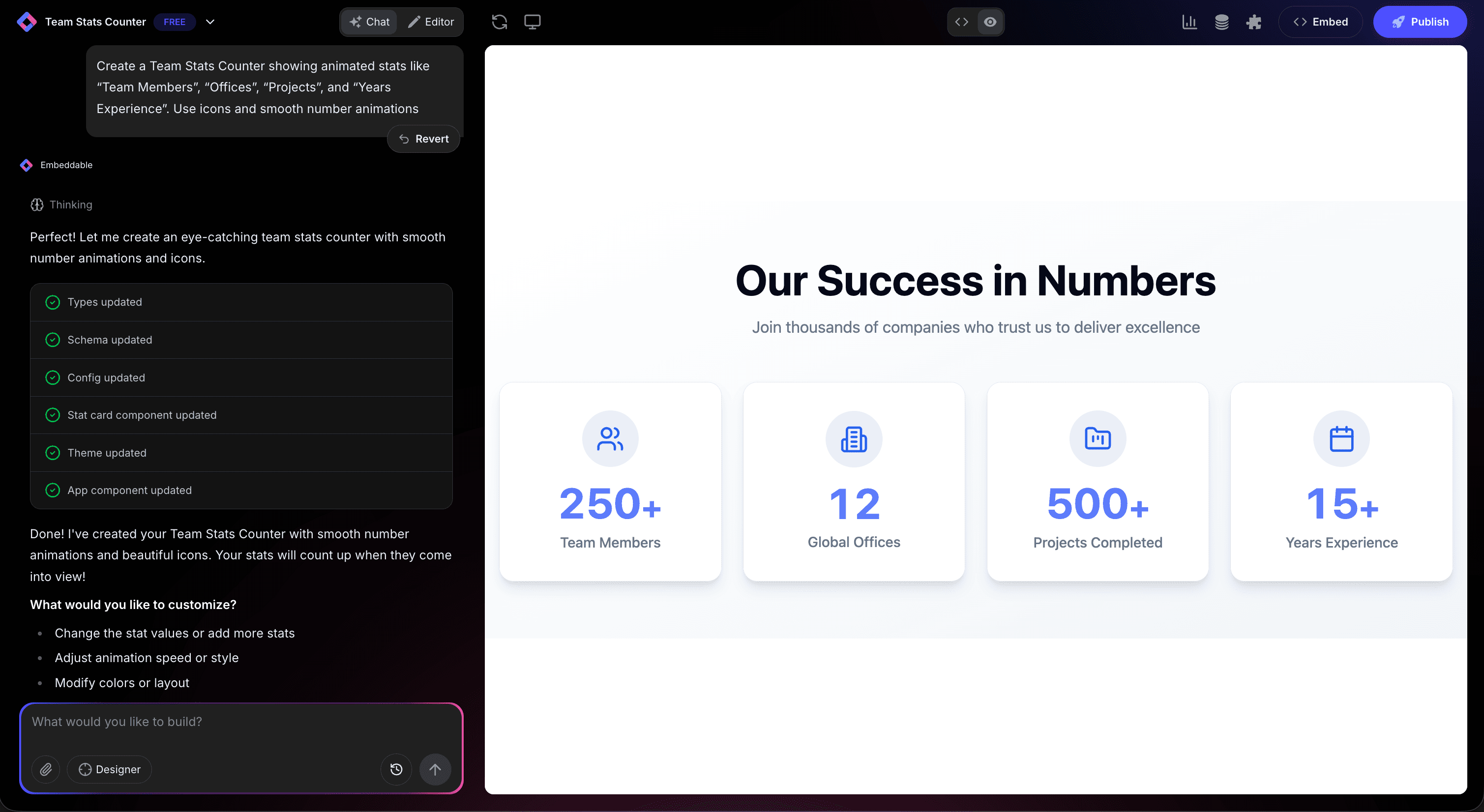 Number Counter Widget in Editor