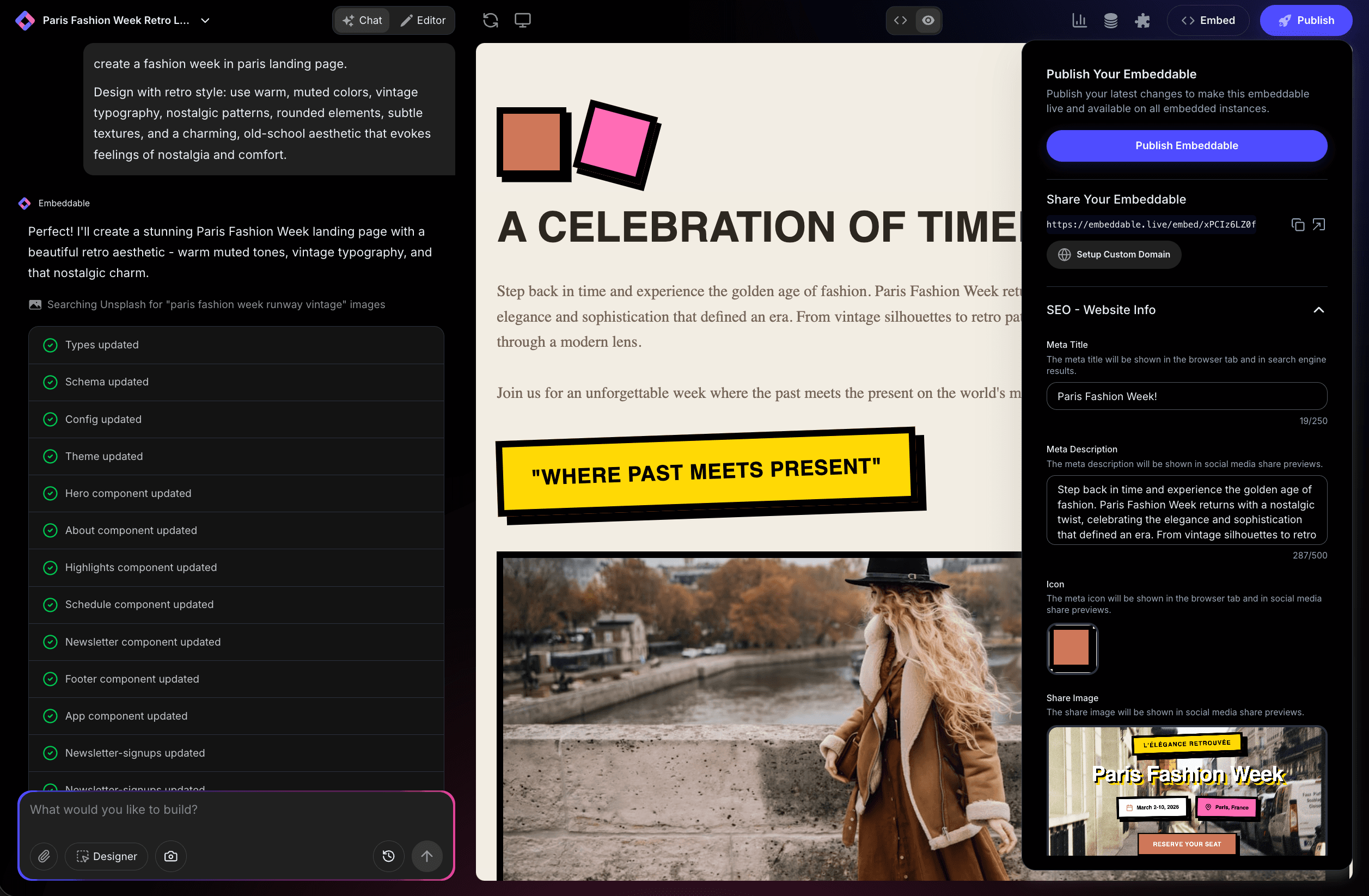 Embeddable editor view