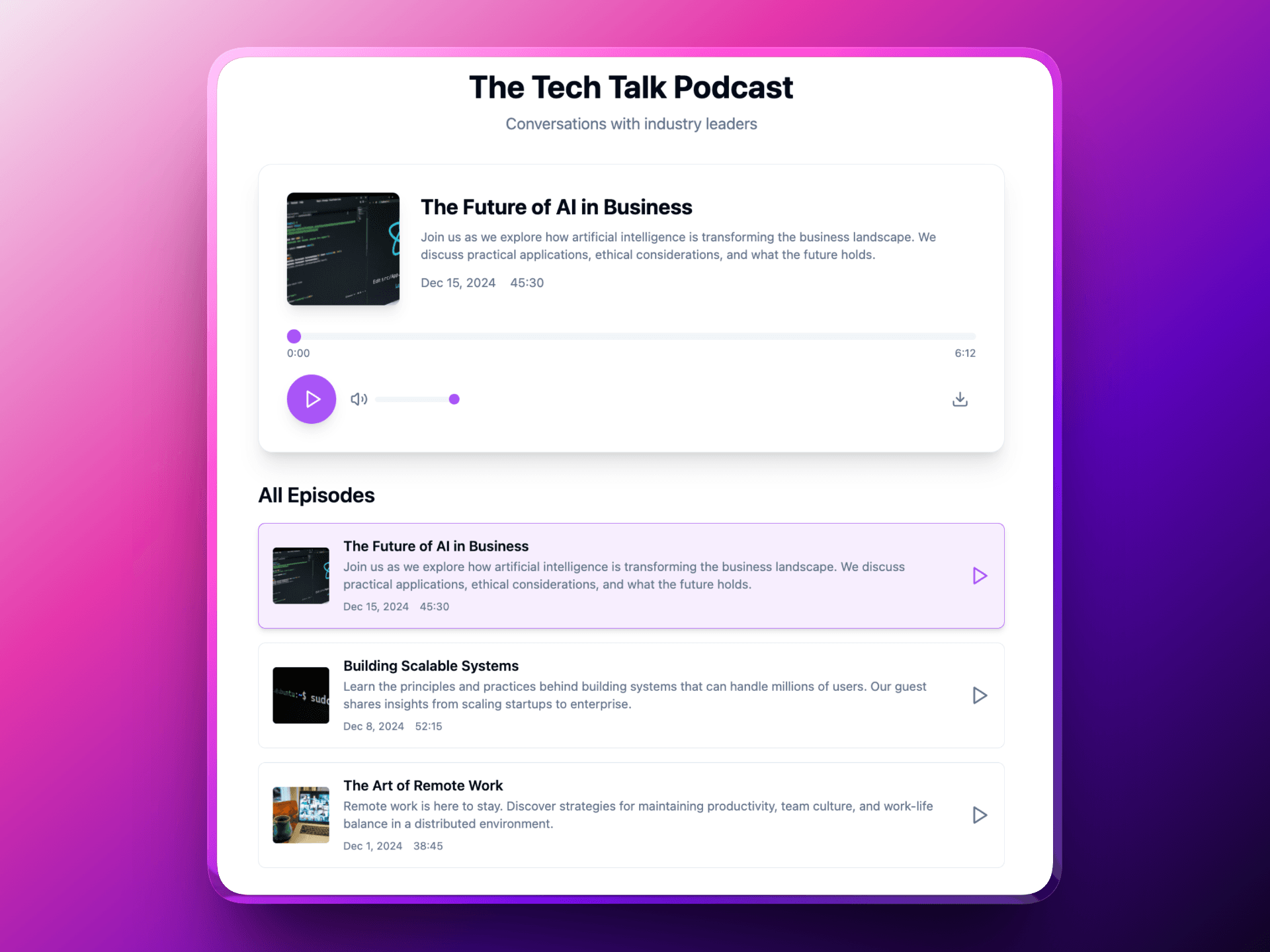 Podcast Audio Player