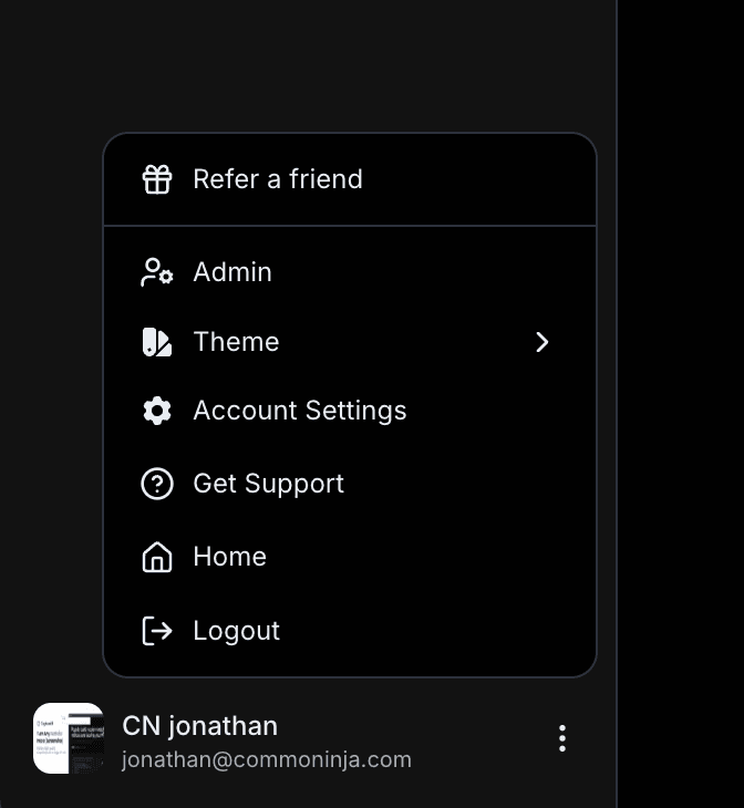 Profile Menu