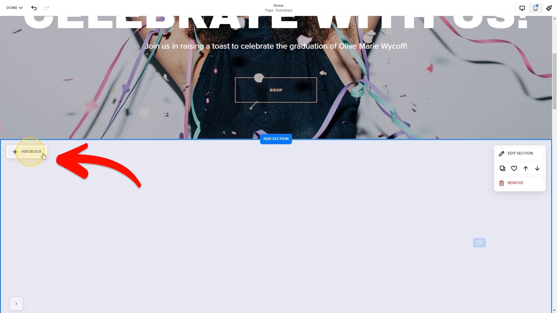 Squarespace dashboard