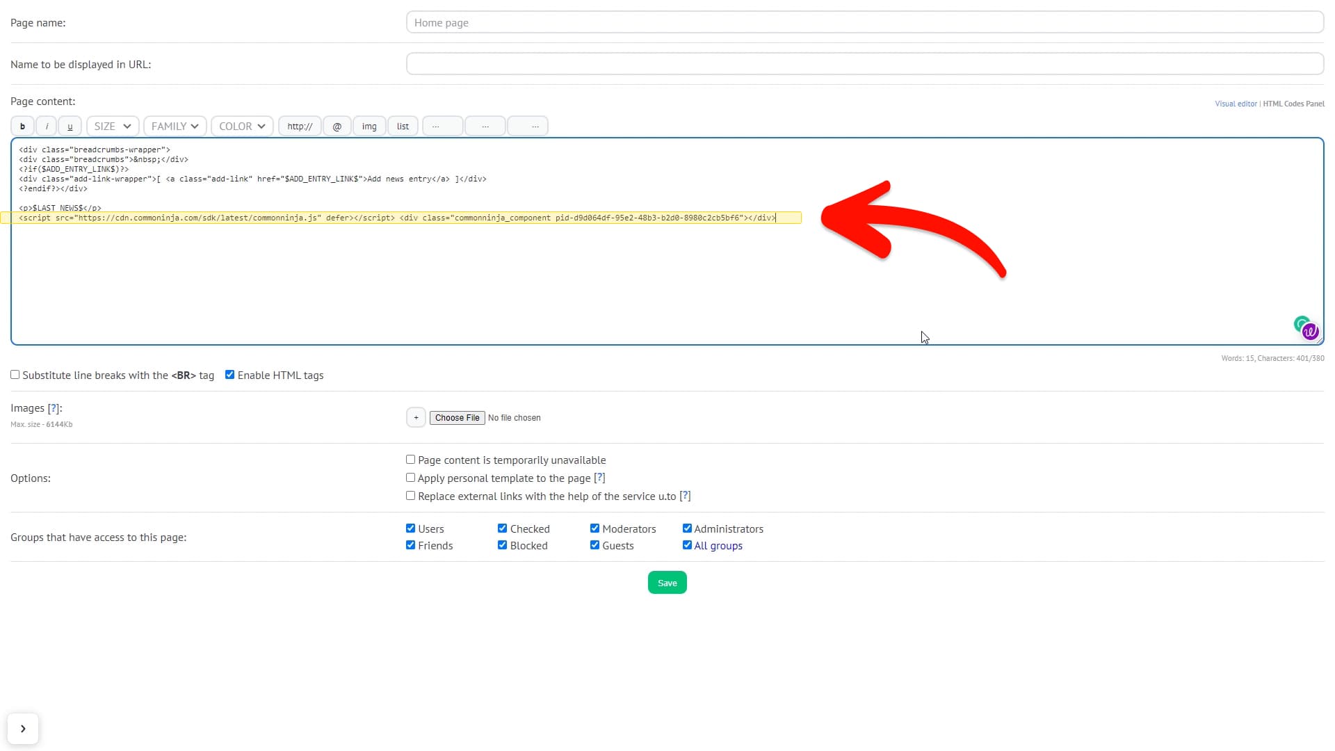 Paste Embed Code