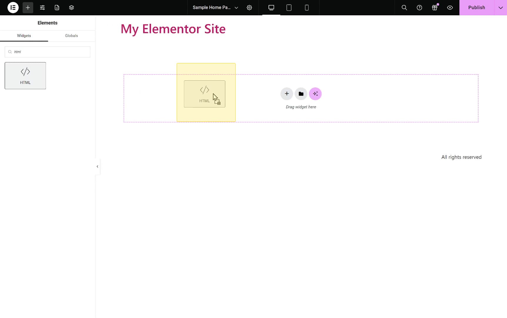 Drag HTML widget