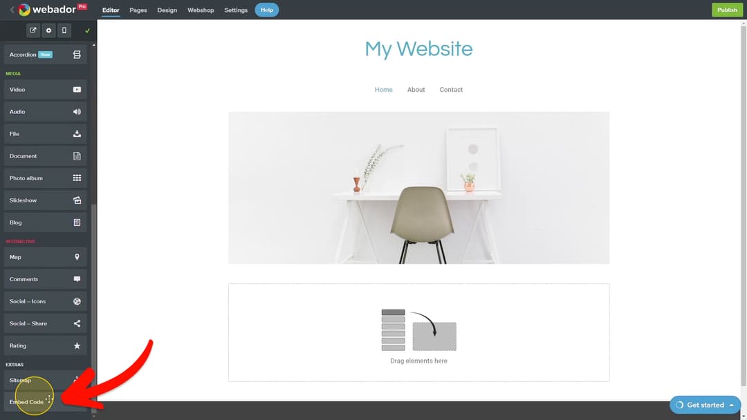 Webador | Documentation | Embeddable