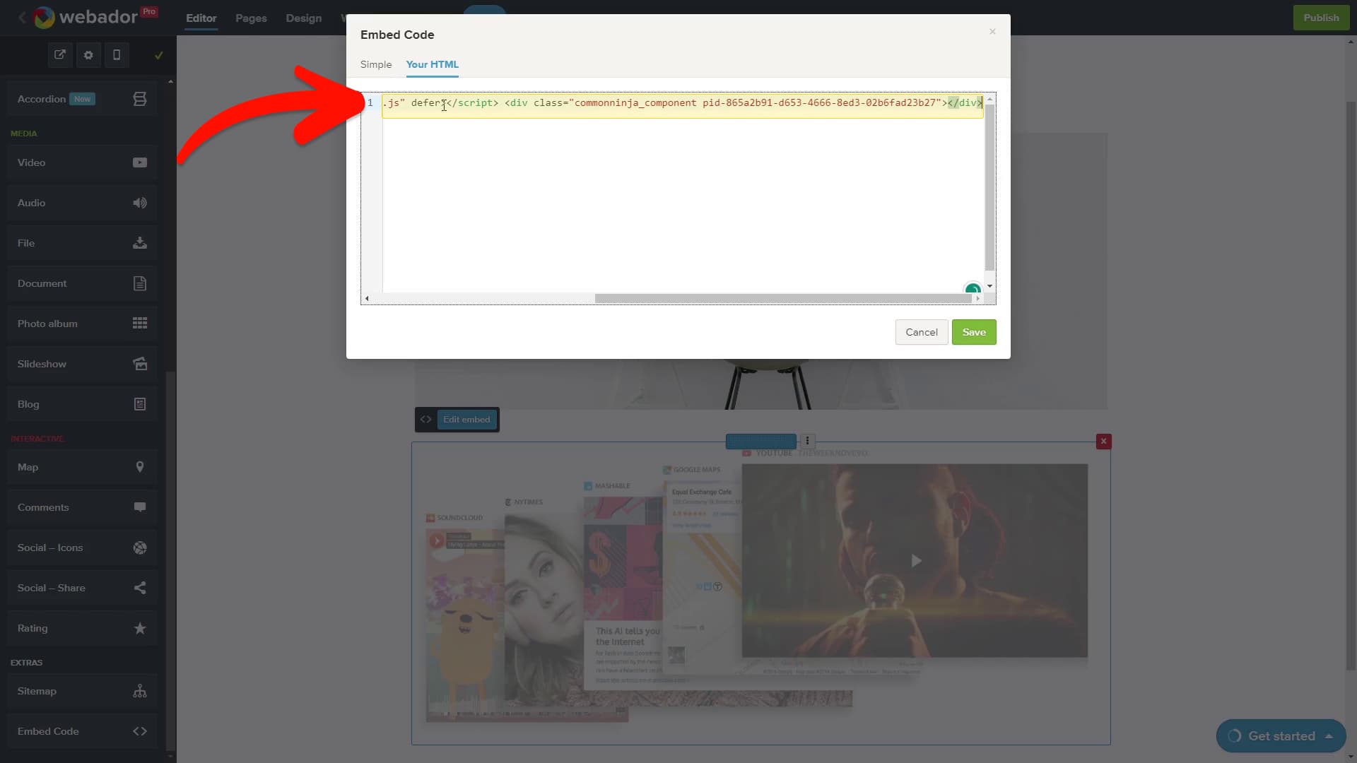 Add the Image Hotspot embed code