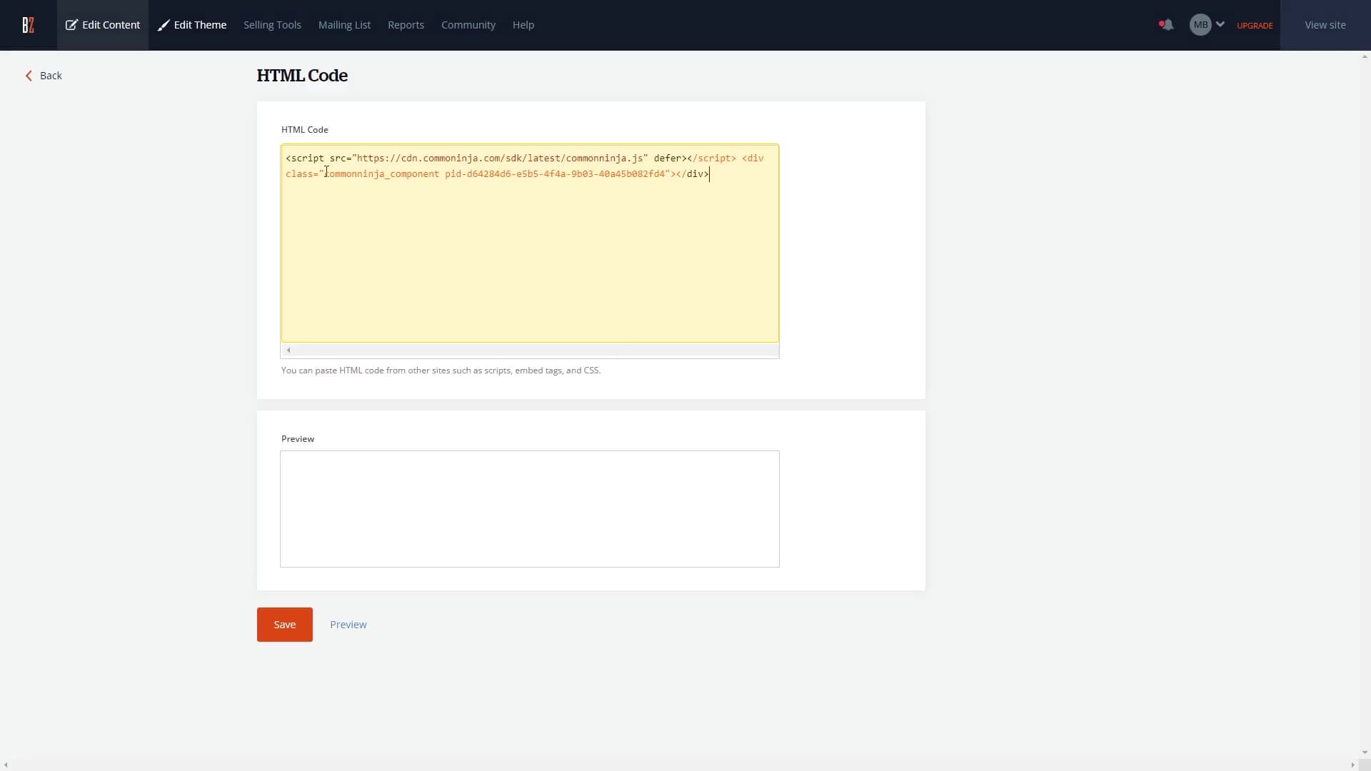 Paste Embed Code