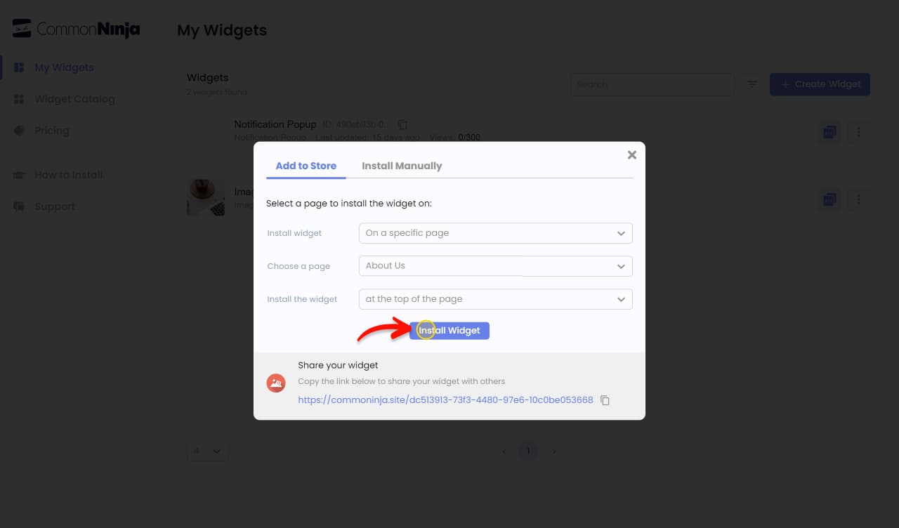 Widget live
