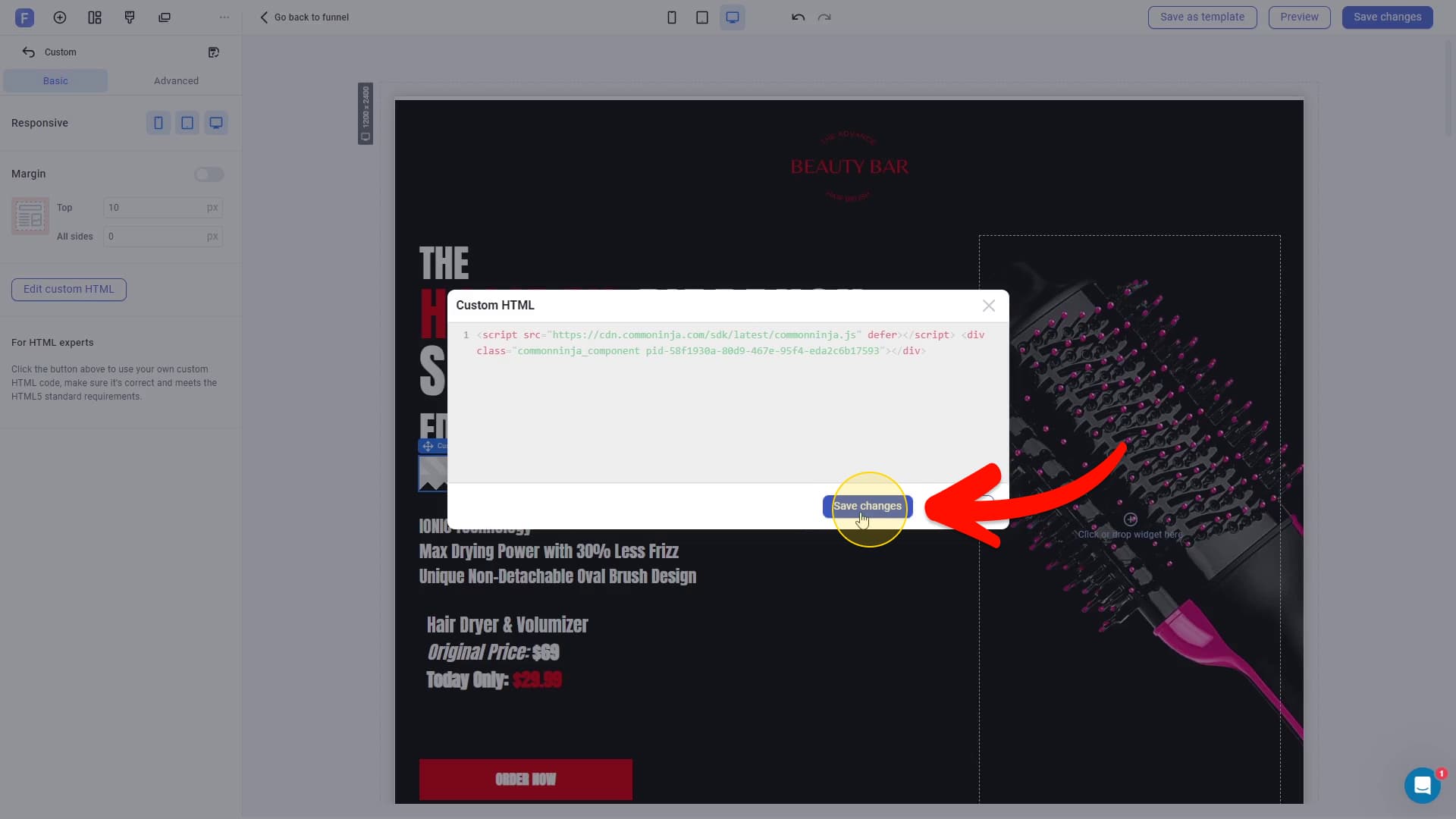 Save HTML Changes