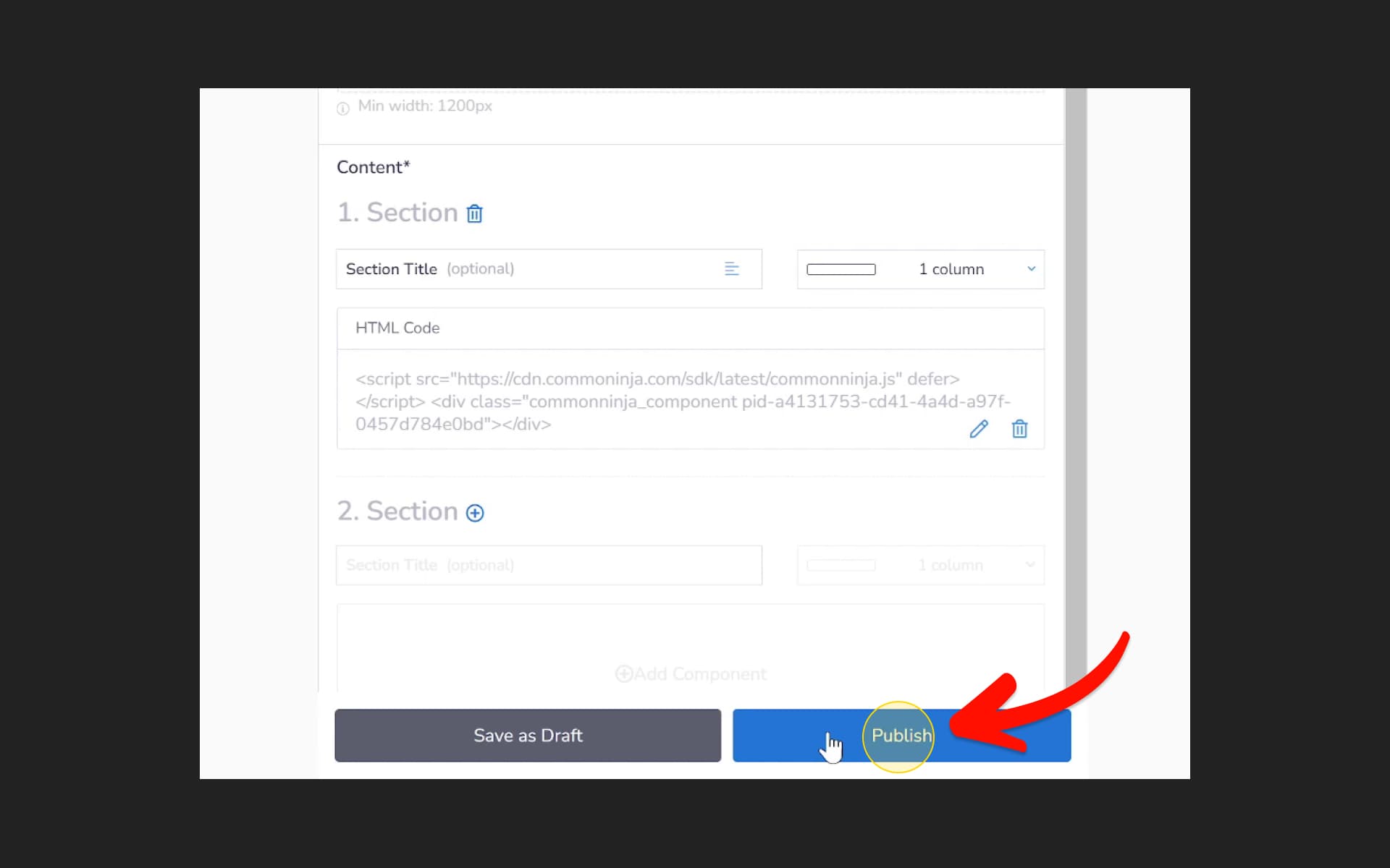Publish page