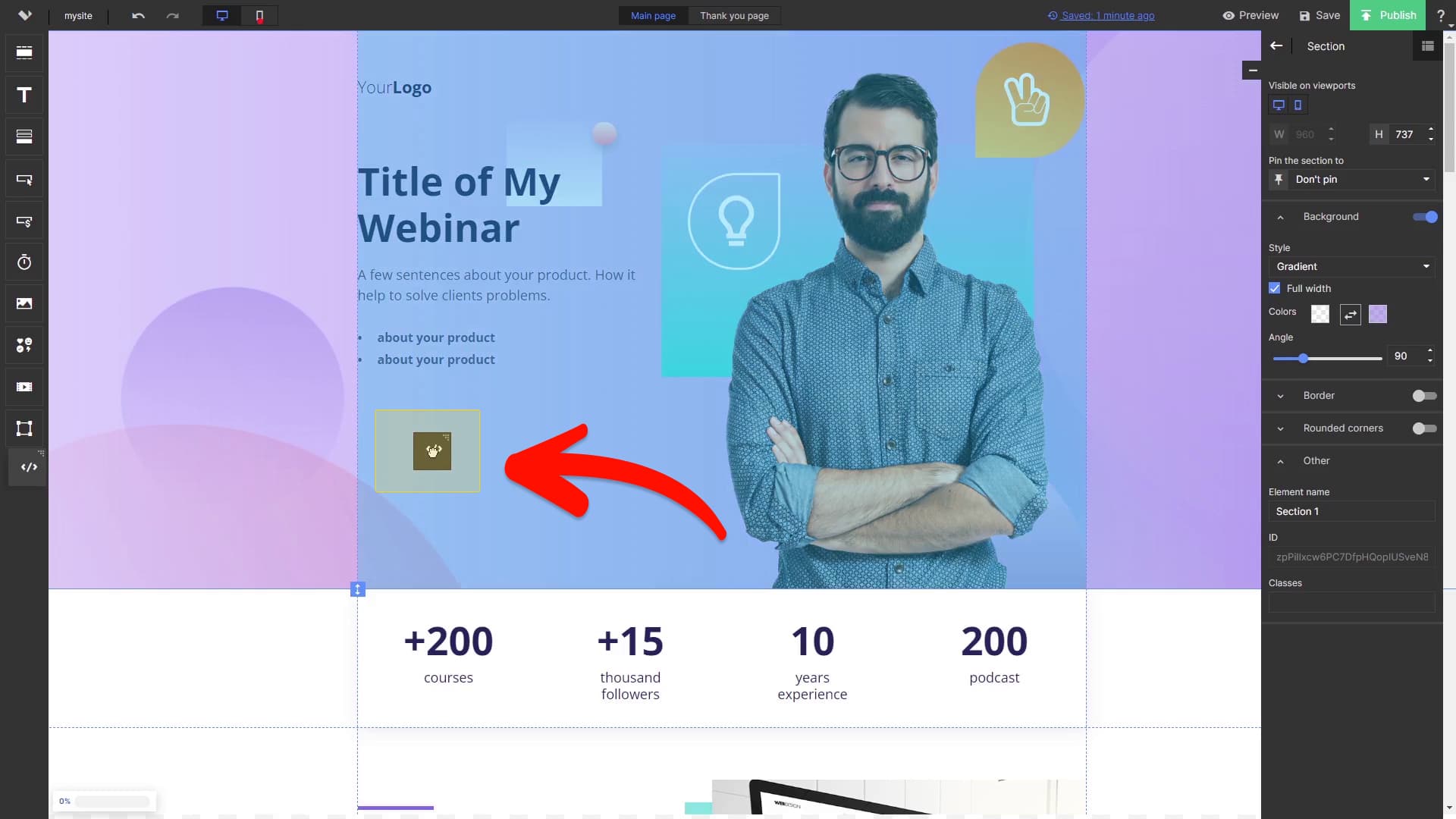 Place HTML Element