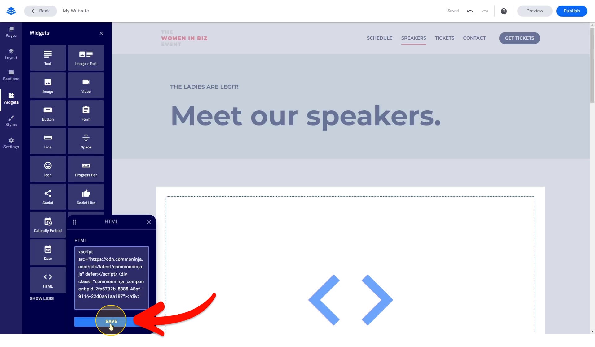 Save HTML widget