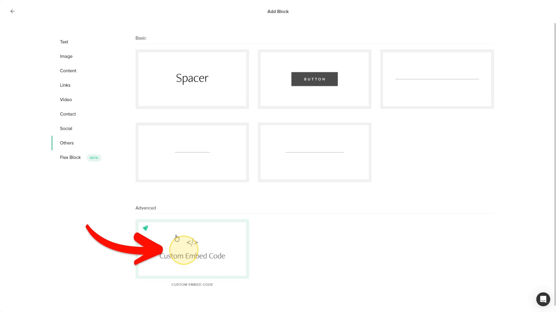 Custom Embed Code block