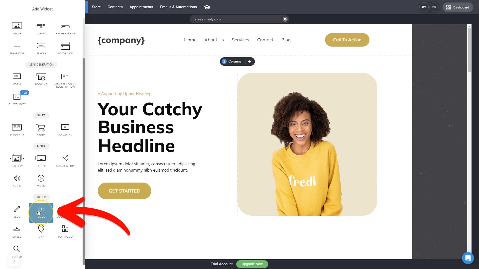 Select Code widget