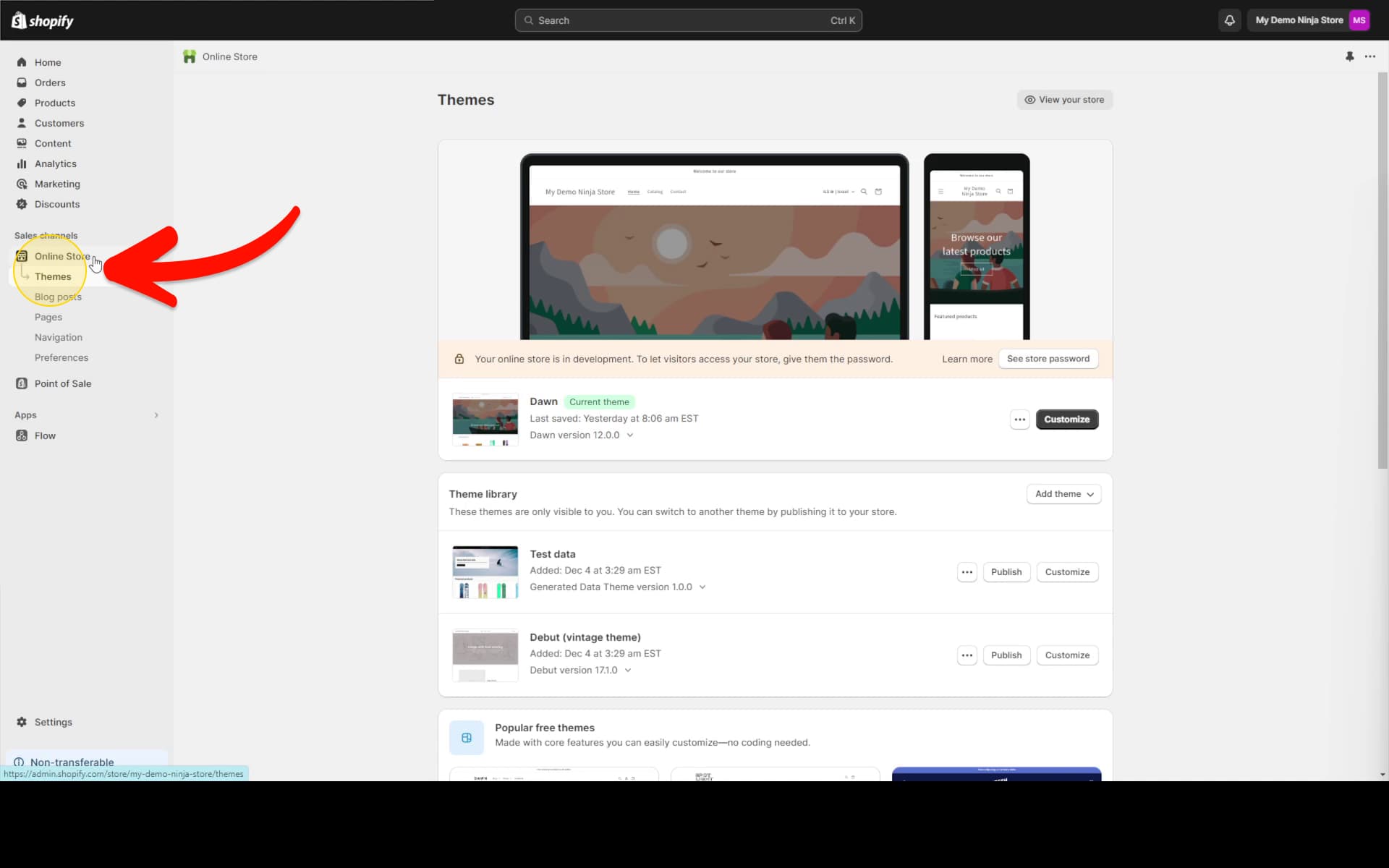 Customize theme