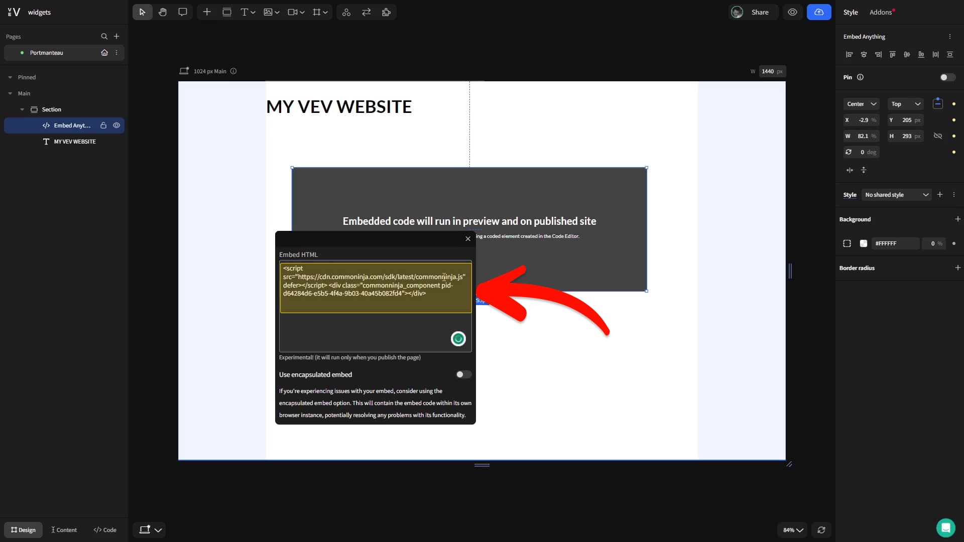 Paste code