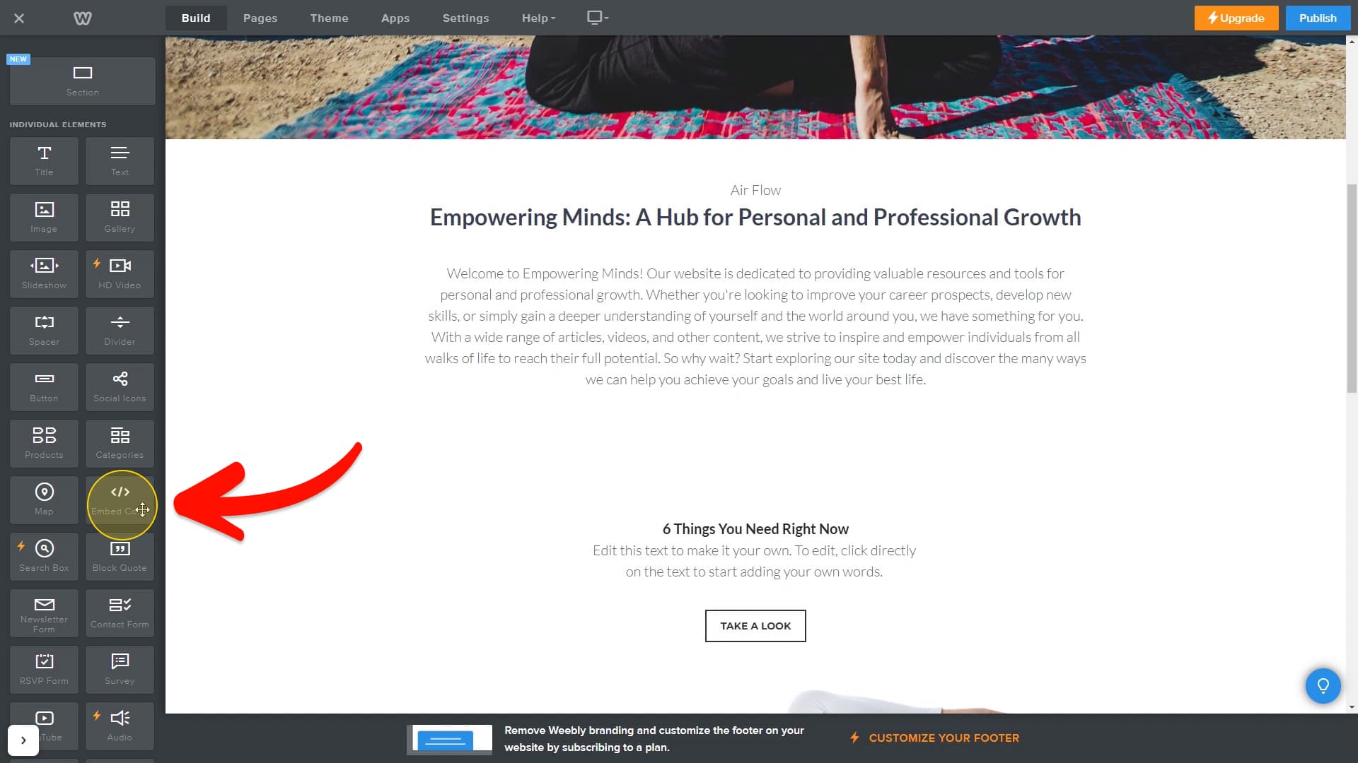 Select Embed Code Element