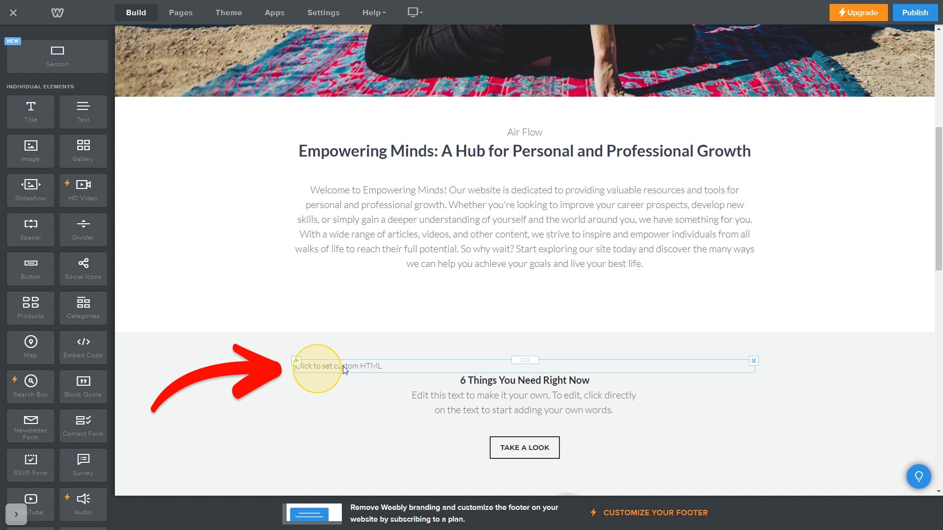 Click Embed Area