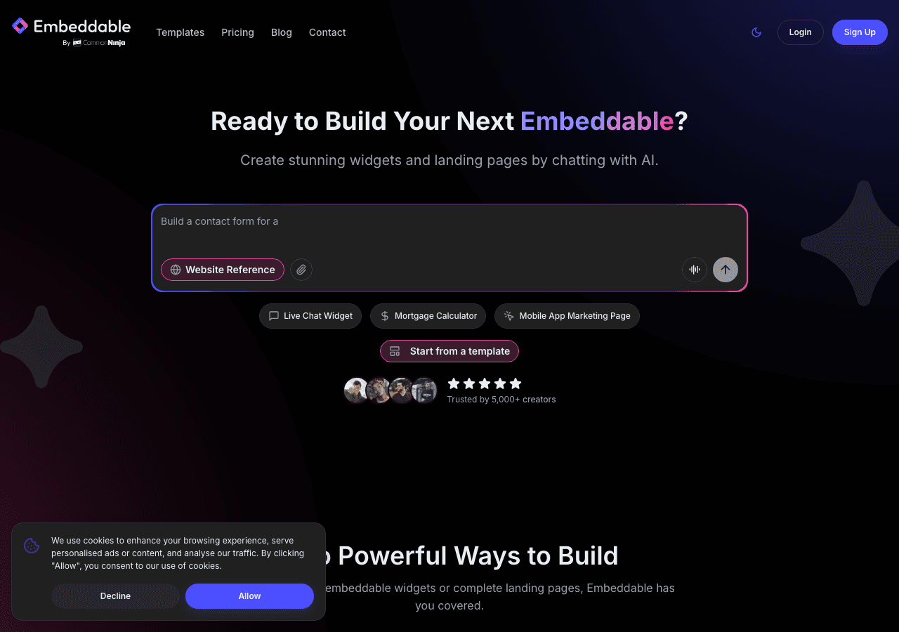 Embeddable AI Chatbot Widget Screenshot