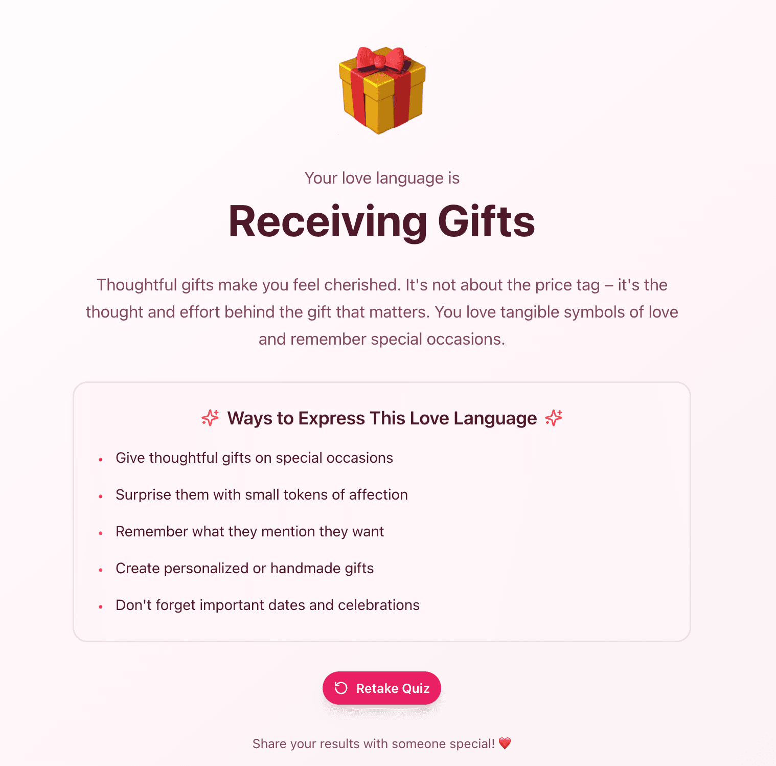 Love Language Quiz Example