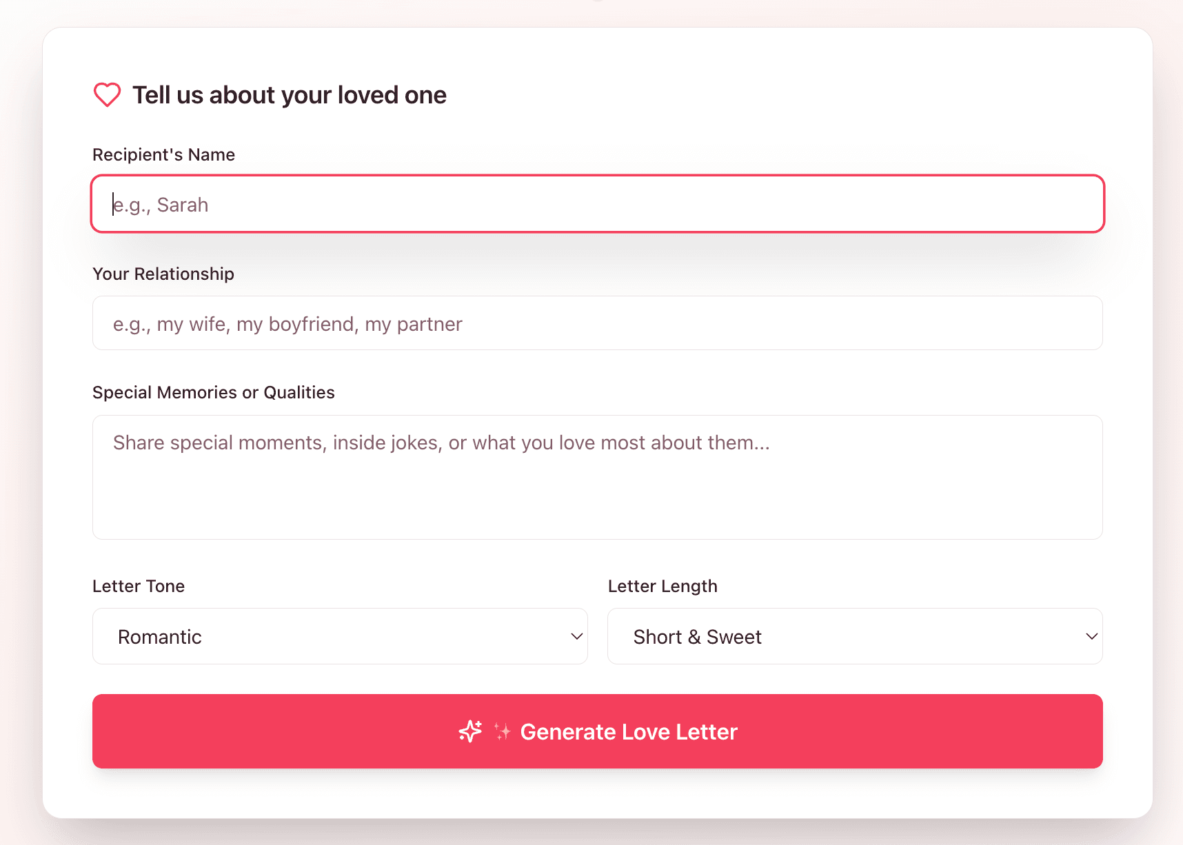 Love Letter Generator Example