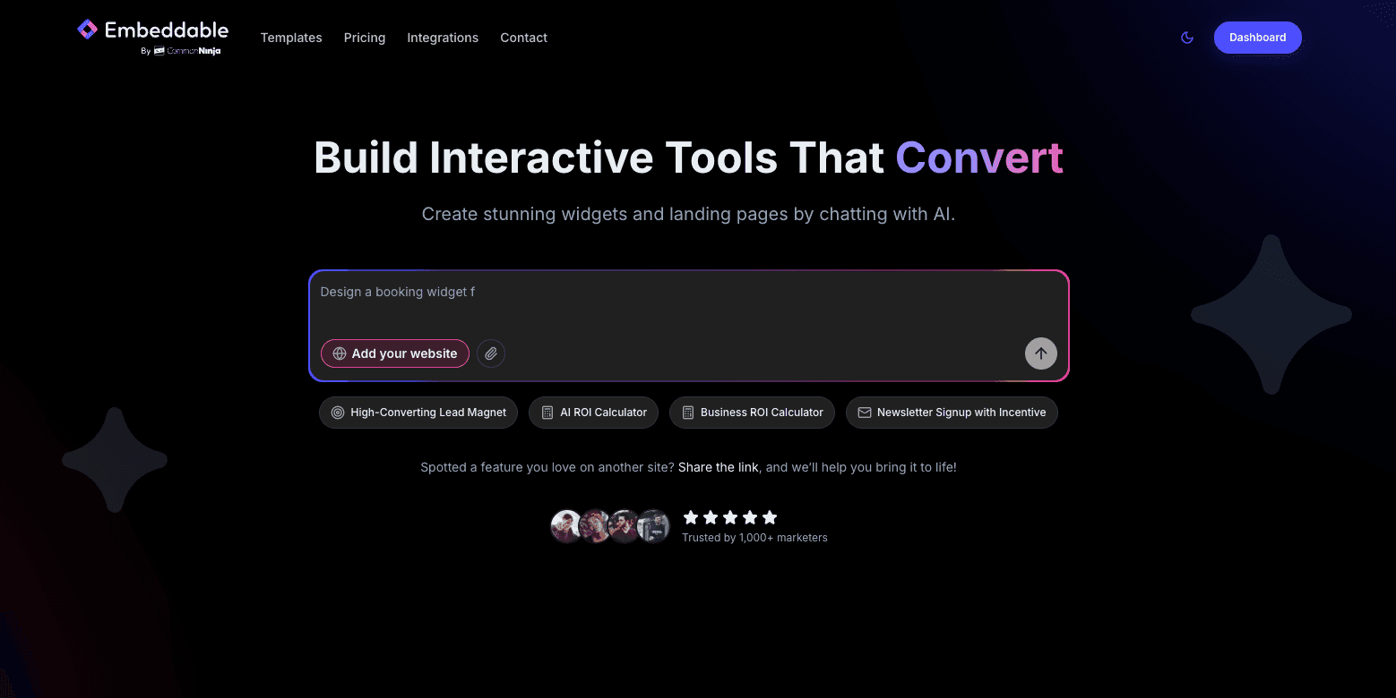 Embeddable AI Landing Page Builder