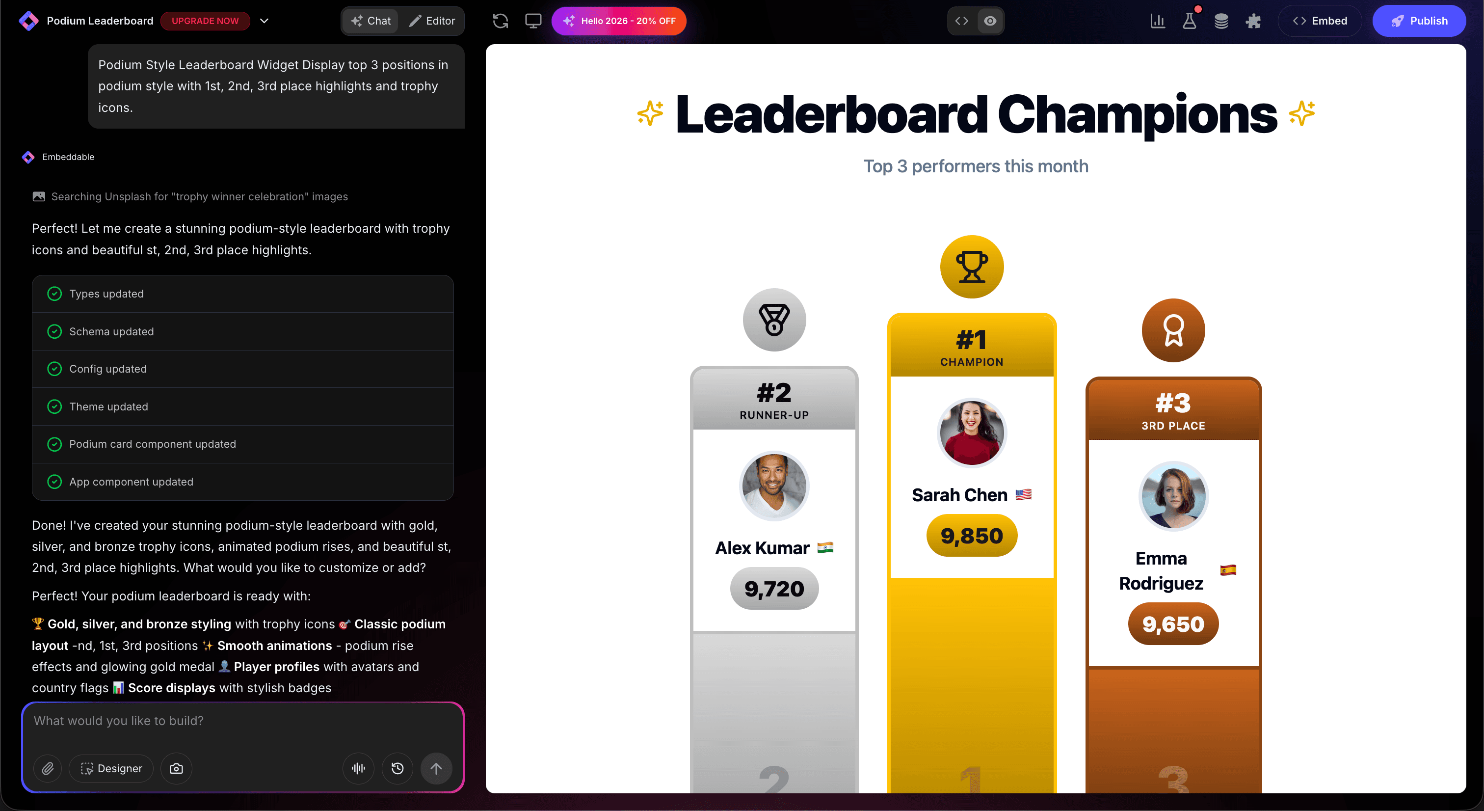 Leaderboard Widget in Editor