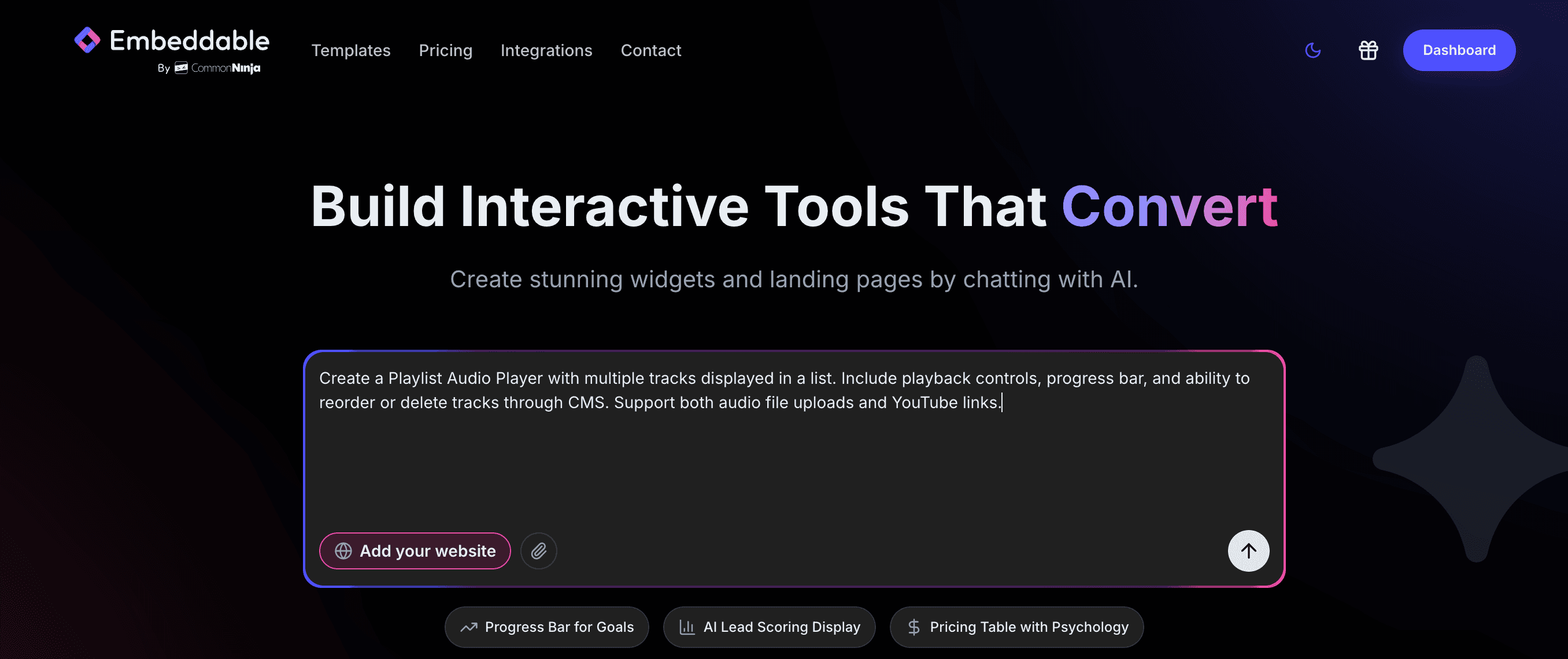 Custom Music Player Prompt Example