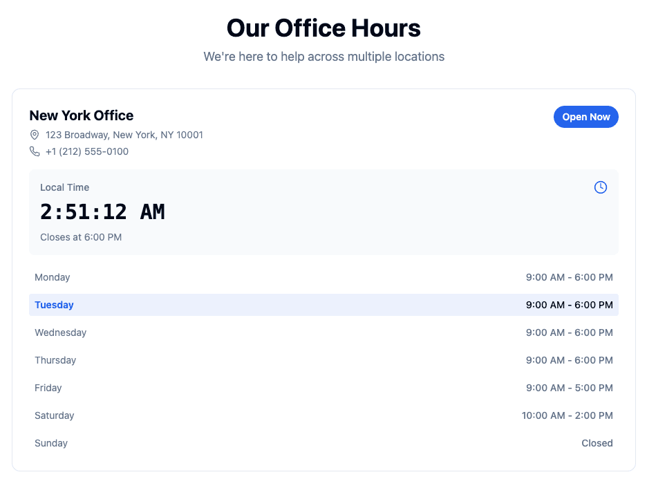 Business Hours Clock