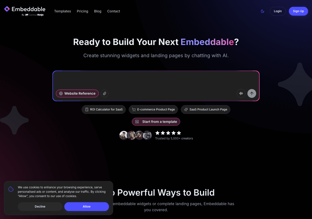 Embeddable contact form builder