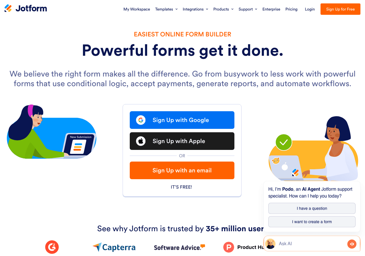 Jotform form and widget builder