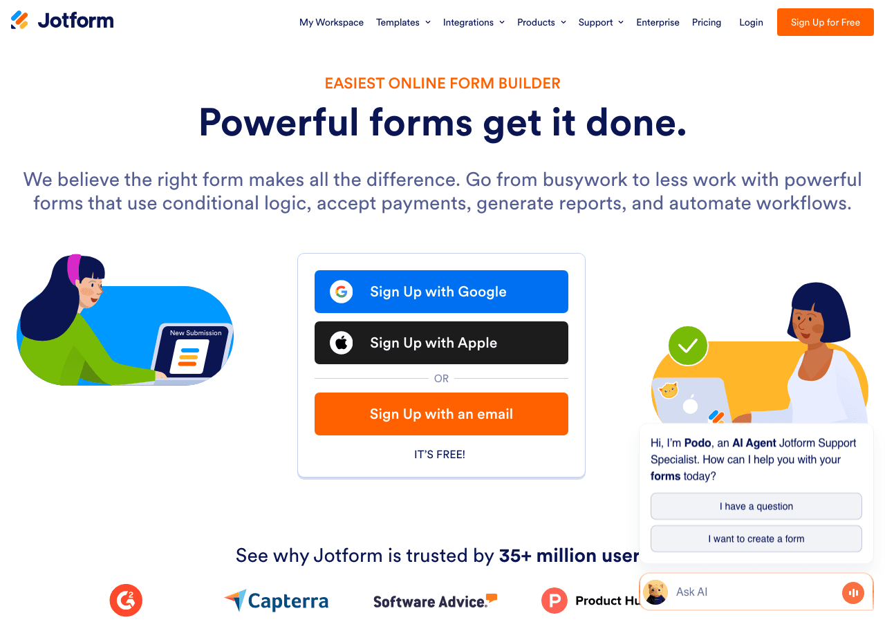 Jotform Chatbot Best AI Chatbot Widgets for Websites in 2026 | Embeddable