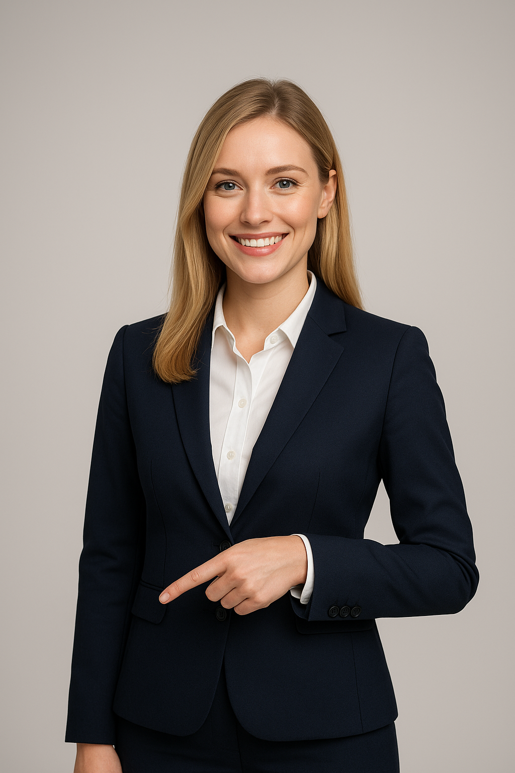 Sales agent holding a tablet showing a professional services website